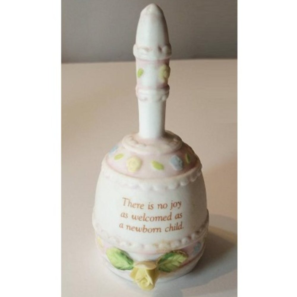 White 1983  Porcelain "New Born Child" Bell - Enesco Imports Inc.